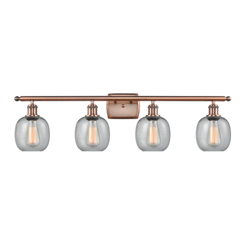 Éclairage de salle de bain à intensité variable 4 lumières Carlucci, Grainé, Ampoule incandescente rétro de 60 watts