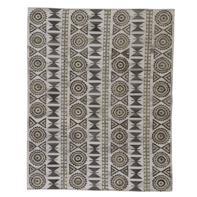 Flatweave Wool Area Rug in Natural And Gray