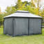 Pavillon de jardin 10 'x 13' pour terrasse - Abri extérieur spacieux avec rideaux, toit ventilé, structure en acier gris sauge