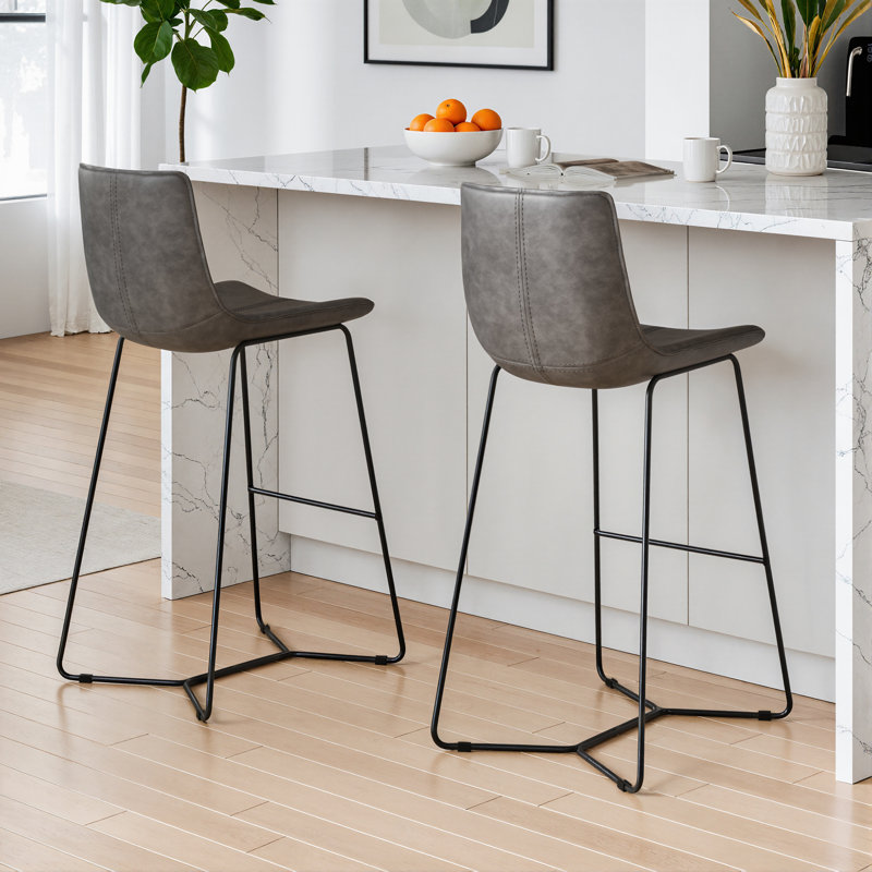 Tabouret Dorine, Tabouret de bar (hauteur d'assise de 29,5 po), Similicuir fumée