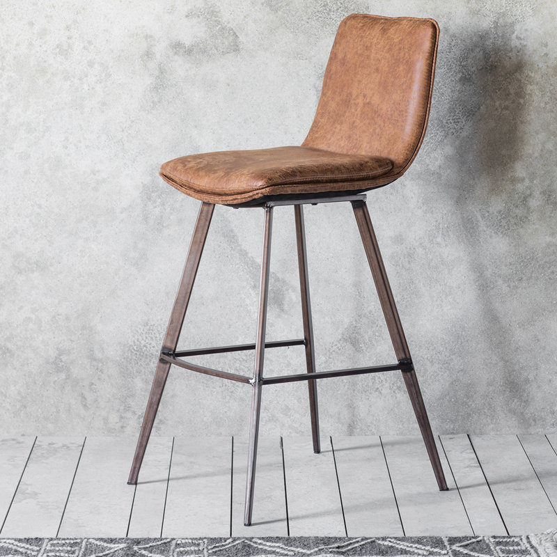 Catanzaro Upholstered Counter Stool with Metal Frame, Brown