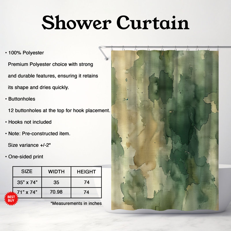 Rideau de douche Camo Hues - Premium, H 74 po x l 71 po