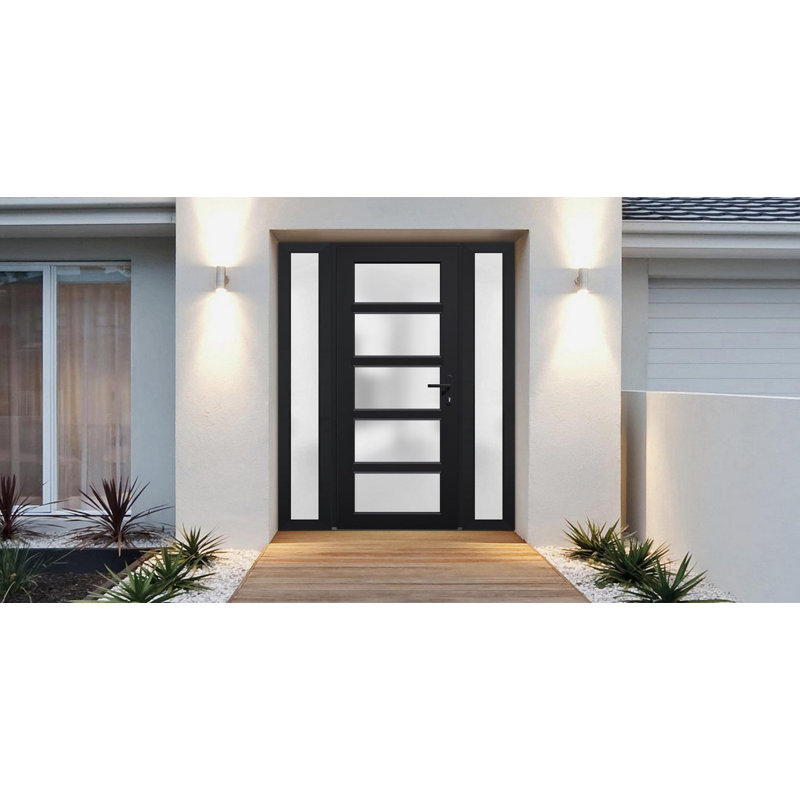 Portes d'entrée peintes pré-suspendues, Noir mat, S'ouvre à gauche vers l'intérieur, H 80 po x l 54 po