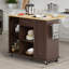 Chariot roulant pour îlot de cuisine avec plateau de boucher - Poste de travail portatif avec tablettes de rangement et roulettes verrouillables-304265248