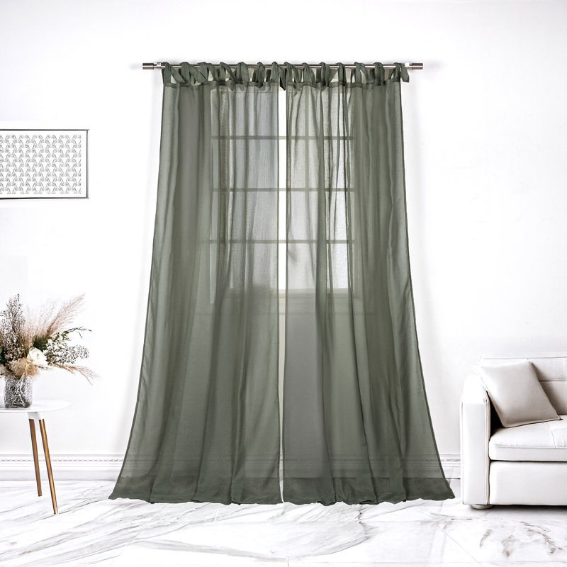 Elyse Sheer Curtain Panel Pair, Lichen, 52" W x 96" L