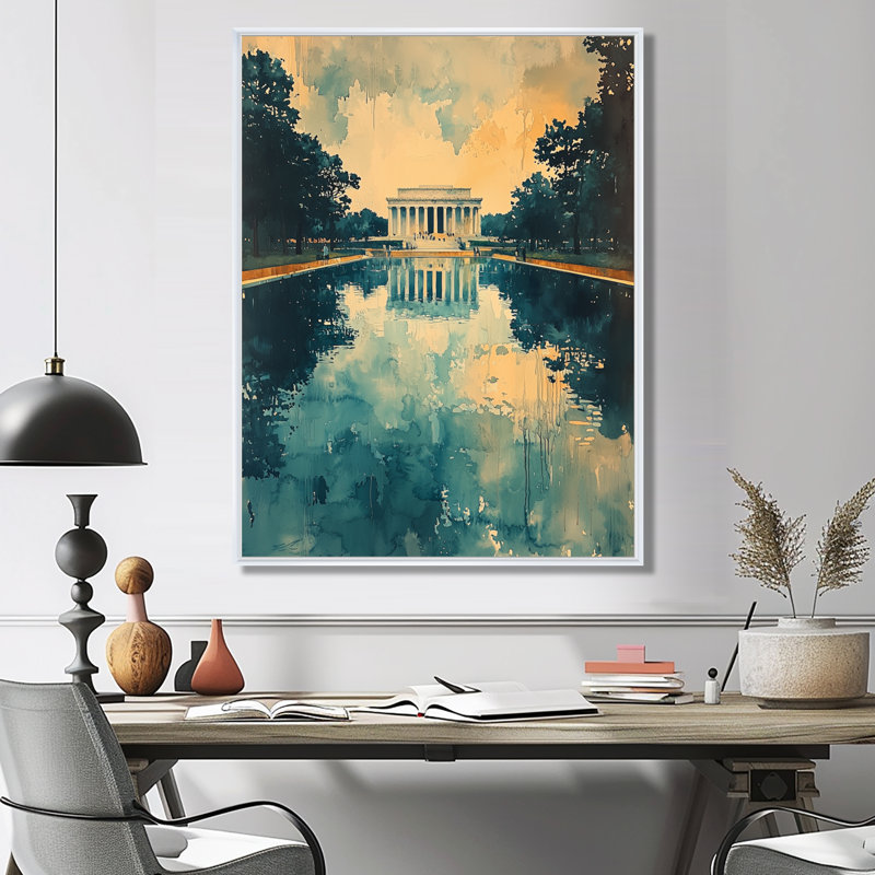 Lincoln Reflections Of Freedom IV - Lincoln Memorial, reproduction d'art sur toile, H 32 po x l 24 po, Blanc