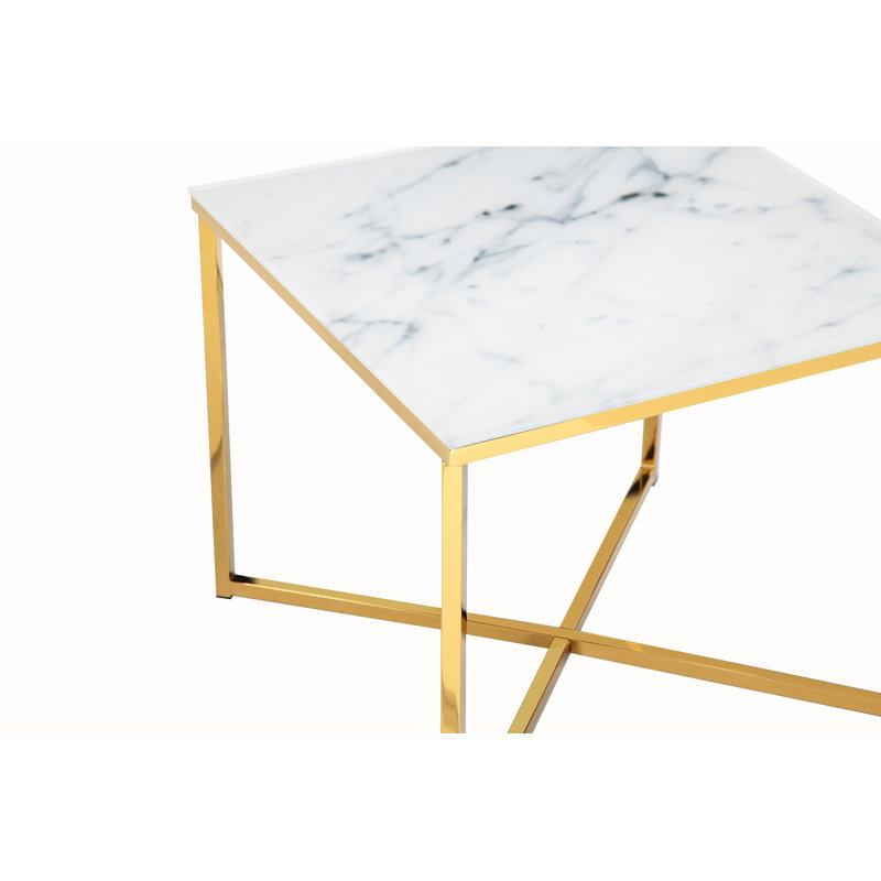 Jarratt End Table, White, Gold 