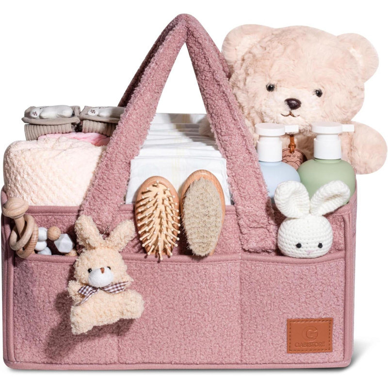 Rebrilliant Mixed Materials, Premium Plush Sherpa Exterior, Premium Fleece Polyester Storage Bag, Pink