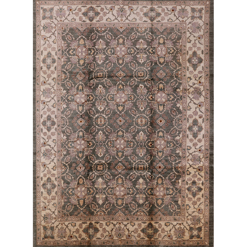 Tapis oriental beige / vert Draper, Rectangle 2 pi x 4 pi