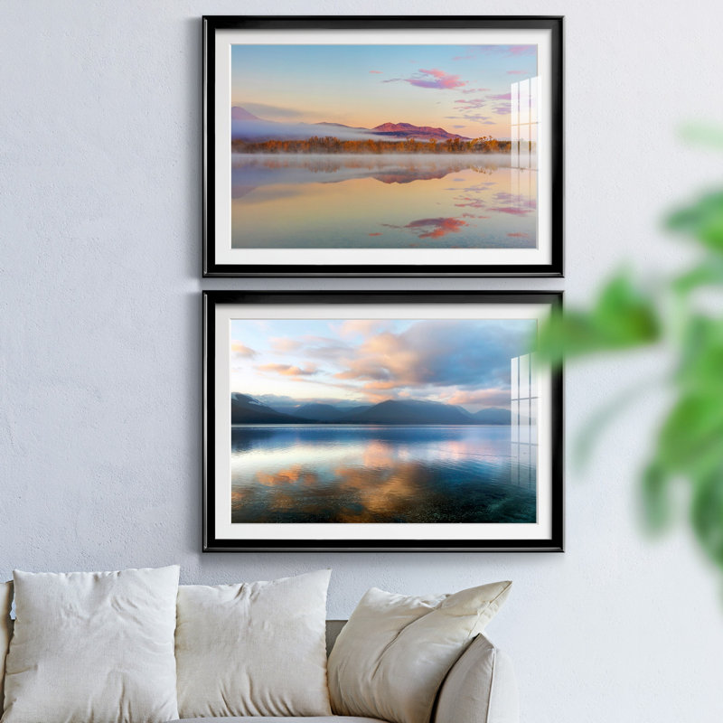 Toile encadrée de qualité supérieure Waterton Lakes - prête à être accrochée, H 18,5 po x l 49 po x P 1,5 po, Noir, Blanc