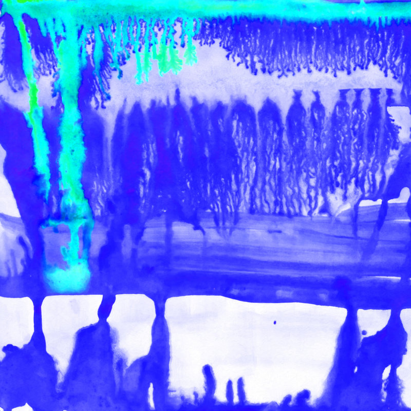 Impression sur toile tendue Zella Amy Sia Dip Dye Ultramarine, H 12 po x l 12 po, Cadre photo noyer, Non