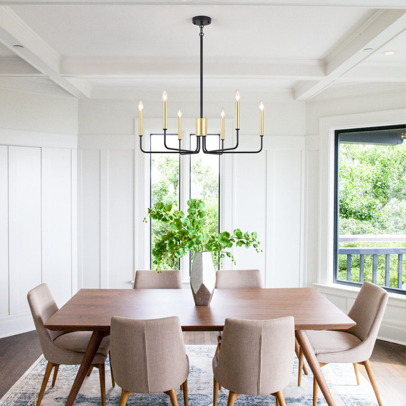 Roxsanne 6 Light Dimmable Classic / Traditional Chandelier Rustic Linear Candle-Style Kitchen Island Light Fixture, 6 Lights