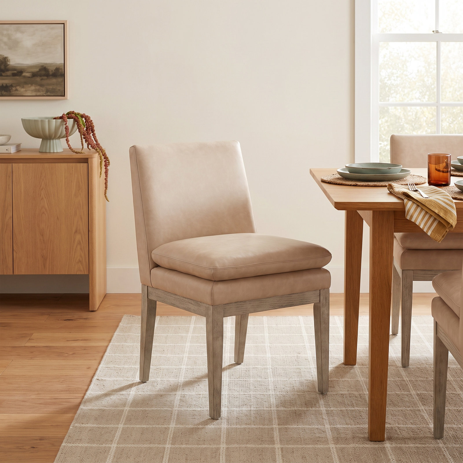 Bethea Genuine Leather Oak Dining Chair, Copley Brown Performance