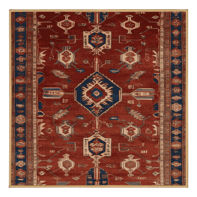 Machine Washable Persian Brown Area Rug, Square 3'