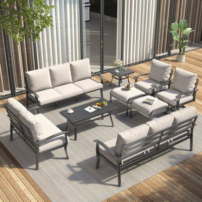 9 PCS Outdoor Metal Conversation Set For 10 Person
