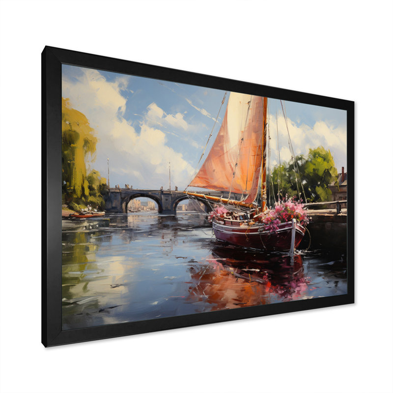 The Bridge At Argenteuil III - Cityscapes Canvas Prints, Cadre photo noir, H 16 po x l 32 po x P 1 po