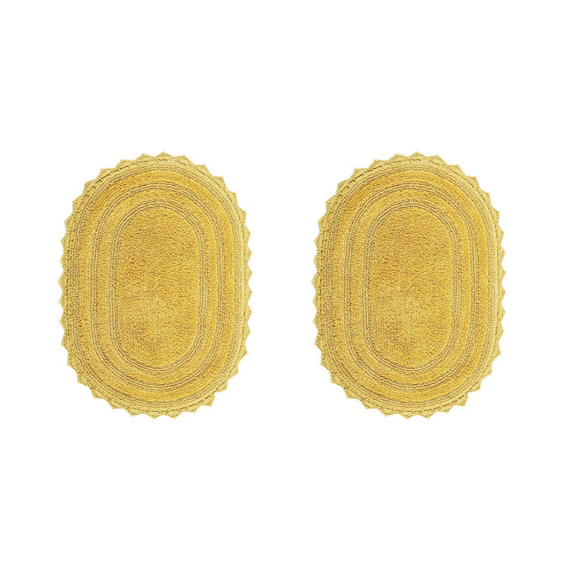 Tapis pour salle de bain 100% coton Janneli, réversible, super absorbant et très doux, Jaune