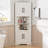 Chamlee  Farmhouse Tall Corner Cabinet, Shower Shelf/ Adjustable Shelves