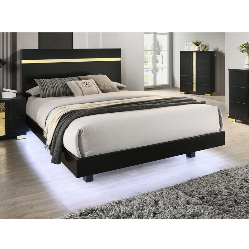 Cadre de lit 1pc, Noir, noir, noir, noir, Double