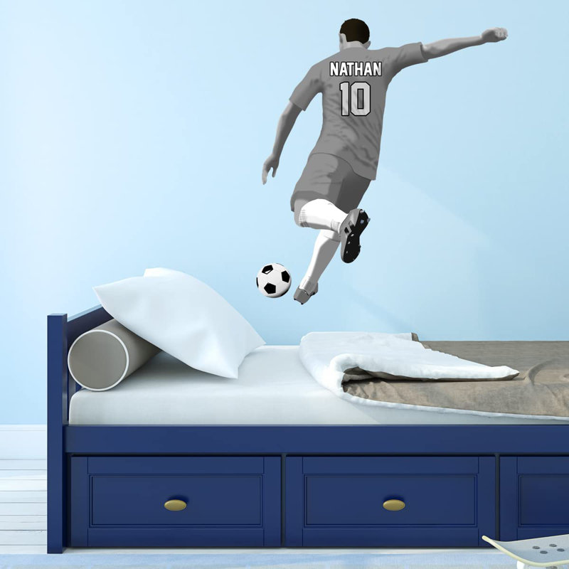 Adhésif décoratif footballeur, gris, H 22 po x l 19 po