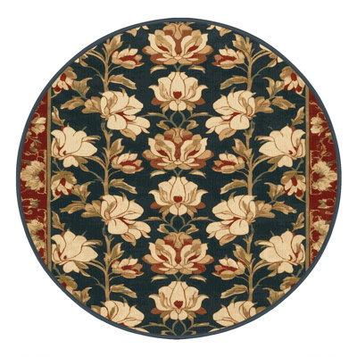 Machine Washable Art Deco Black Area Rug