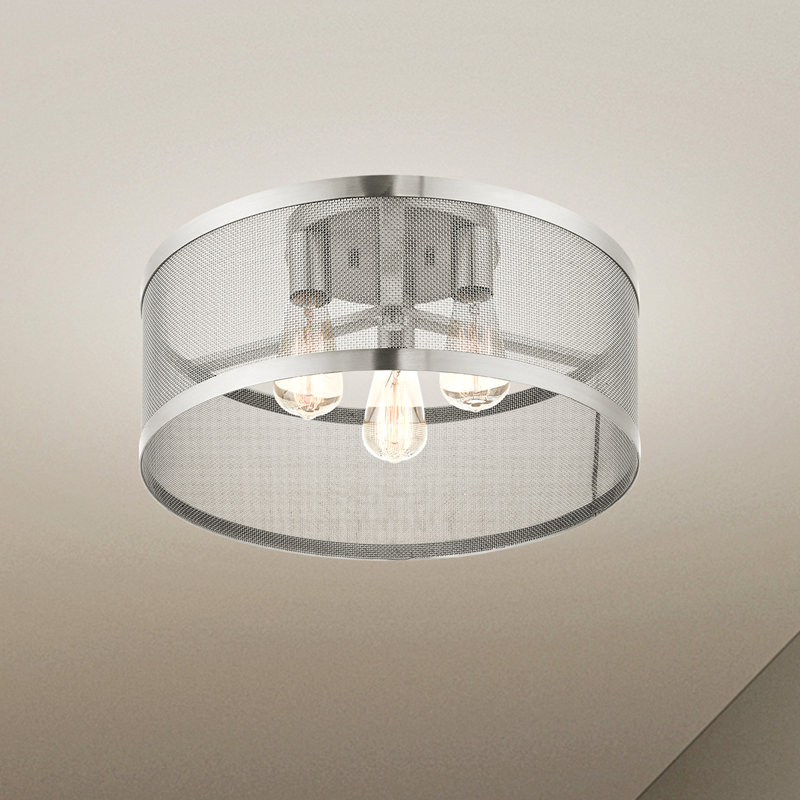 Emilia Flush Mount, 10.25"H x 18"W x 18"D, Brushed Nickel