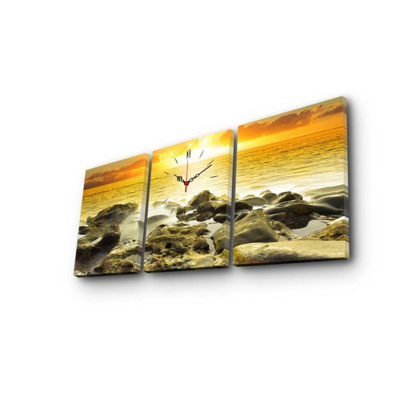 Elegant 3-Piece Decorative Canvas Wall Clock Set, Suede Canvas, Total Size: 37.8 x 15.7 inches | Sturdy 100% Wooden Frame, Thickness: 1.2 inches | Perfect for Home Decor & Modern Interiors, Unique Design