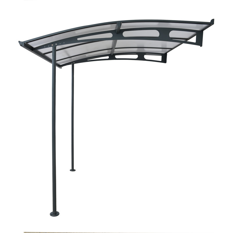 Palram - Canopia Vega 6' 6" W x 6' 7"  D Acrylic Galvanized Steel Stationary Patio and Door Awning Gray/Clear