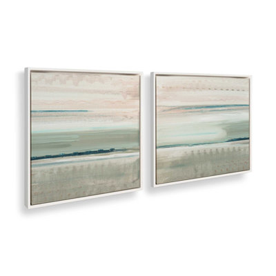 12" x 12" Hush of Dawn, Set of 2 Print on Canvas in a Satin Black Frame