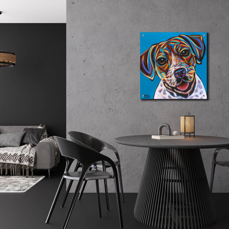 «Dog Besties 1» par Carolee Vitaletti, art mural en verre acrylique, H 24 po x l 24 po x P 0,2 po