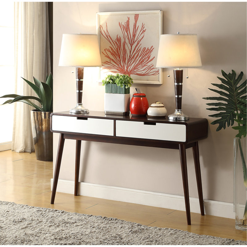 White & Espresso Finish Sofa Table