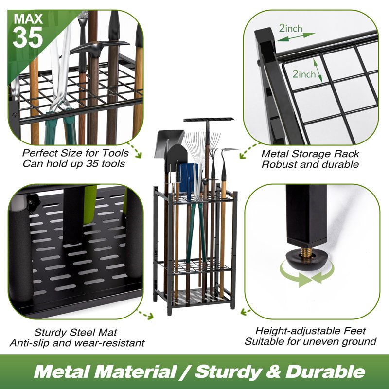Golitz Garden Tool Organizer, Yard Tool Tower Rack for Garage Organization and Storage