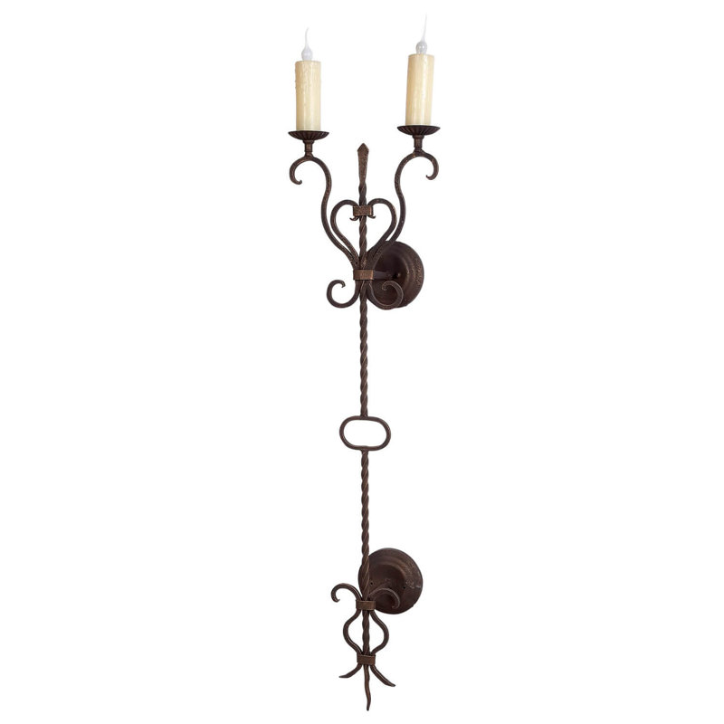 2 - Light Candle Wall Light, Rust