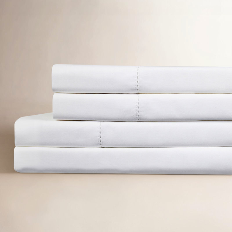 Barbe Sheet Set, Full Sheet Set + Fitted Sheet + 2 Pillowcases, White