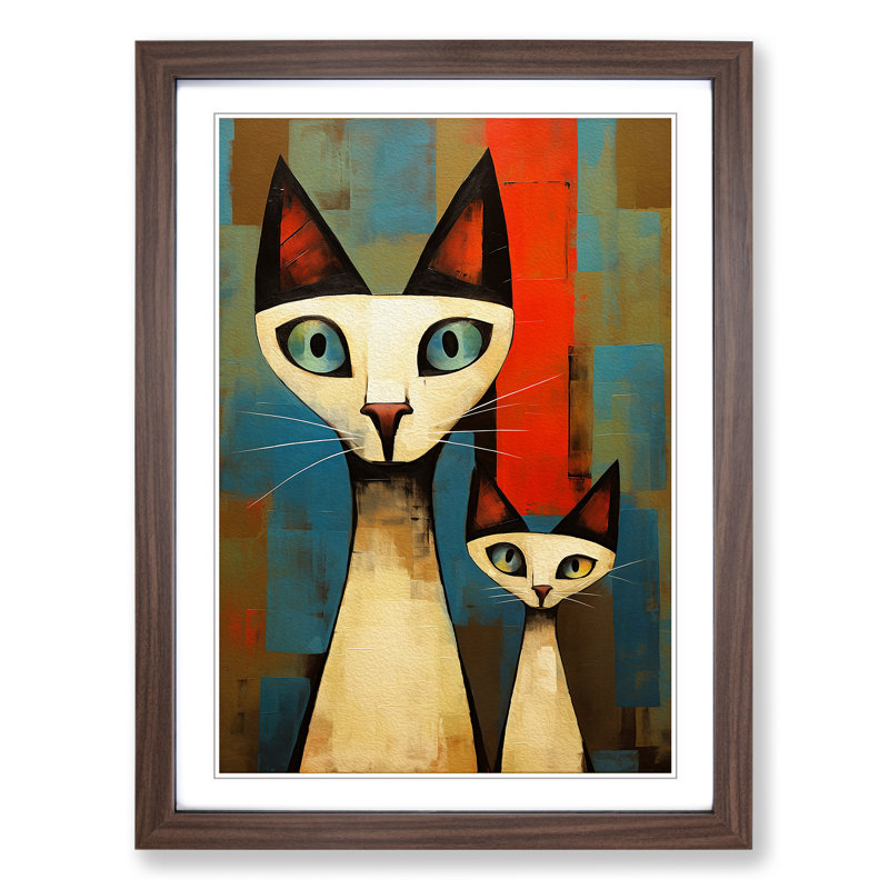 Siamese Cat Dadaism Art - Framed Print, Walnut, 34cm H x 25cm W x 2cm D