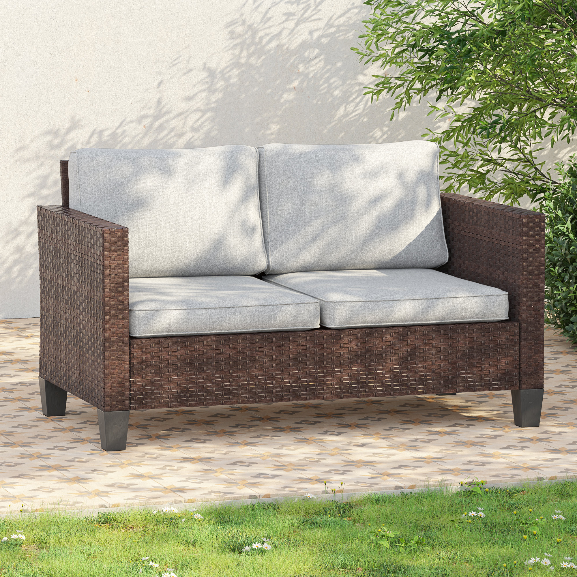 Ebern Designs Outdoor PE Rattan Loveseat Sofa - Wayfair Canada