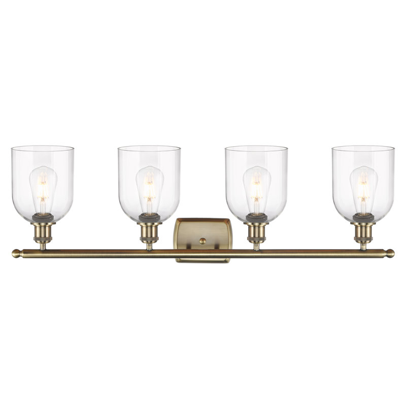 Éclairage pour meuble-lavabo à 4 lumières à intensité variable Anacaren, Clair, Laiton antique