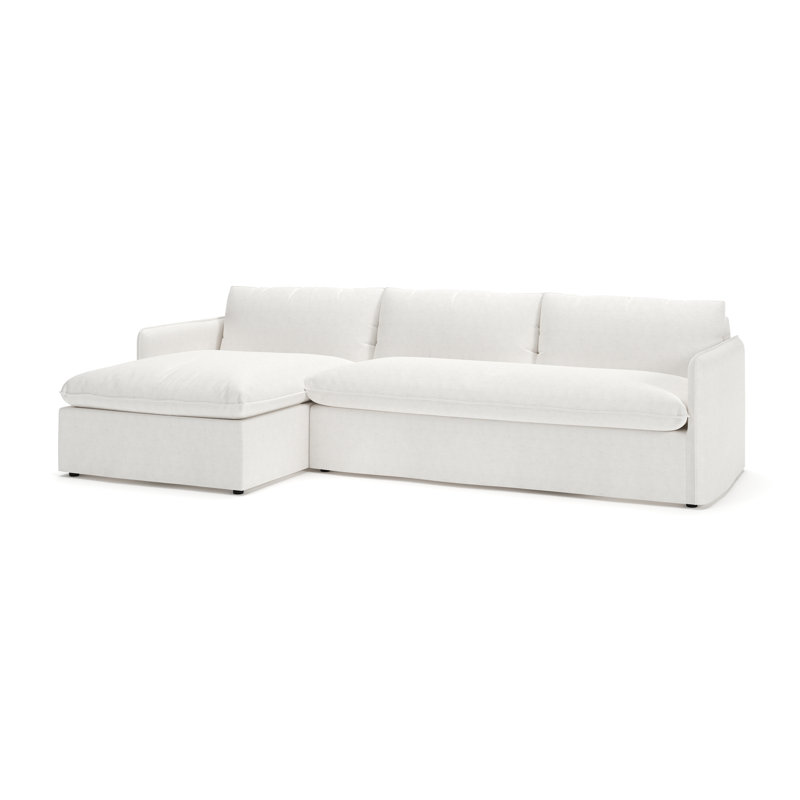 Canapé modulaire 2 pièces Bellatrix, Chenille Crypton® neige Nomad, Orienté à gauche (vu de face)