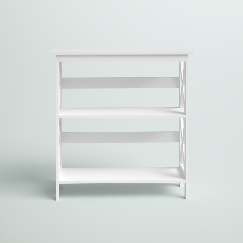 Bibliothèque Hofer H 32,5 pouces / blanc avec 3 tablettes pour le salon, Blanc