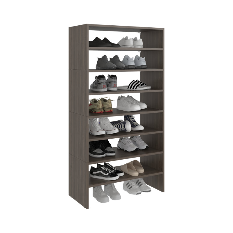 FM FURNITURE Sahara Modern Shoe Rack Multi Tier Storage for Bedroom and Entryway, Gray Wood