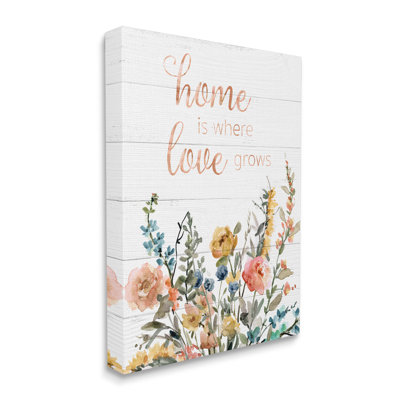 Home's Where Love Grows Motivation Family Expression Spring Wildflowers par Carol Robinson - Peinture