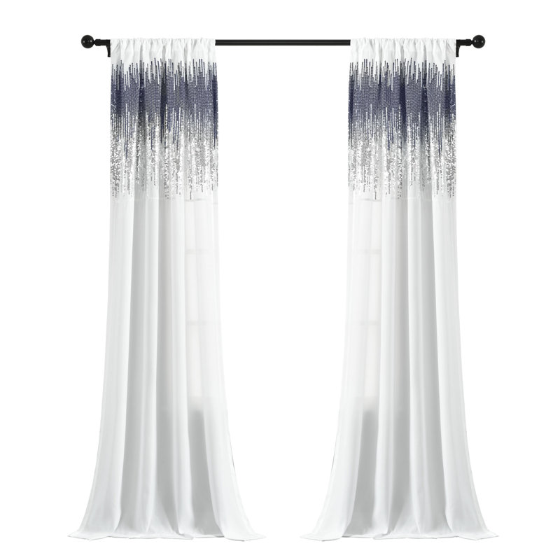 Paire de rideaux semi-transparents Shimmer, Bleu marine