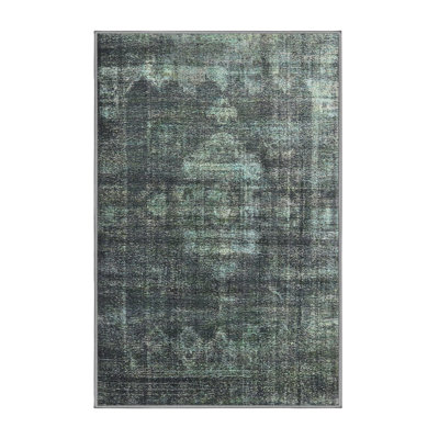 Tapis oriental bleu sarcelle / noir