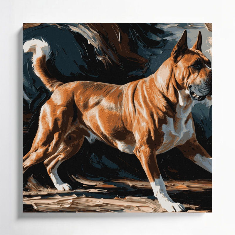 «Dogs Tosa», art mural sur toile noire, 16" H x 16" W