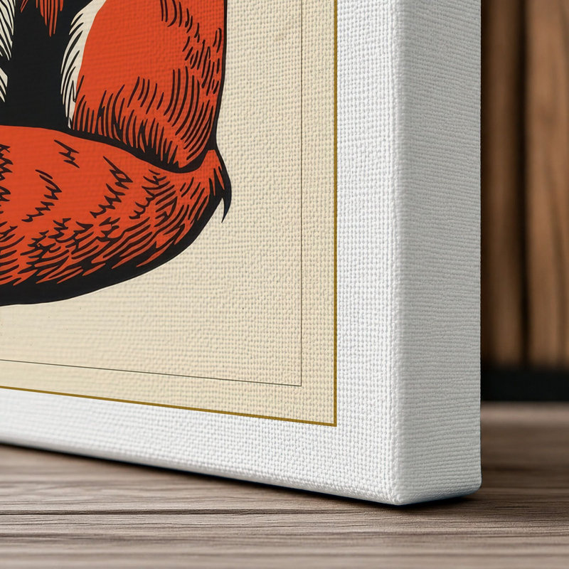 Fox in Circle Modern - Wrapped Canvas, 30x20 - 76.2 x 50.8 cm, White Border