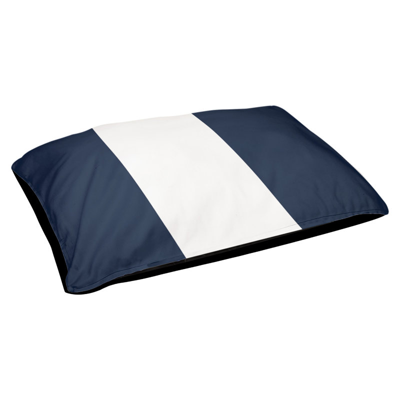 Coussin rectangulaire designer New York Bronx, Moyen (L 30 po x l 40 po), Bleu minuit / blanc / bleu minuit