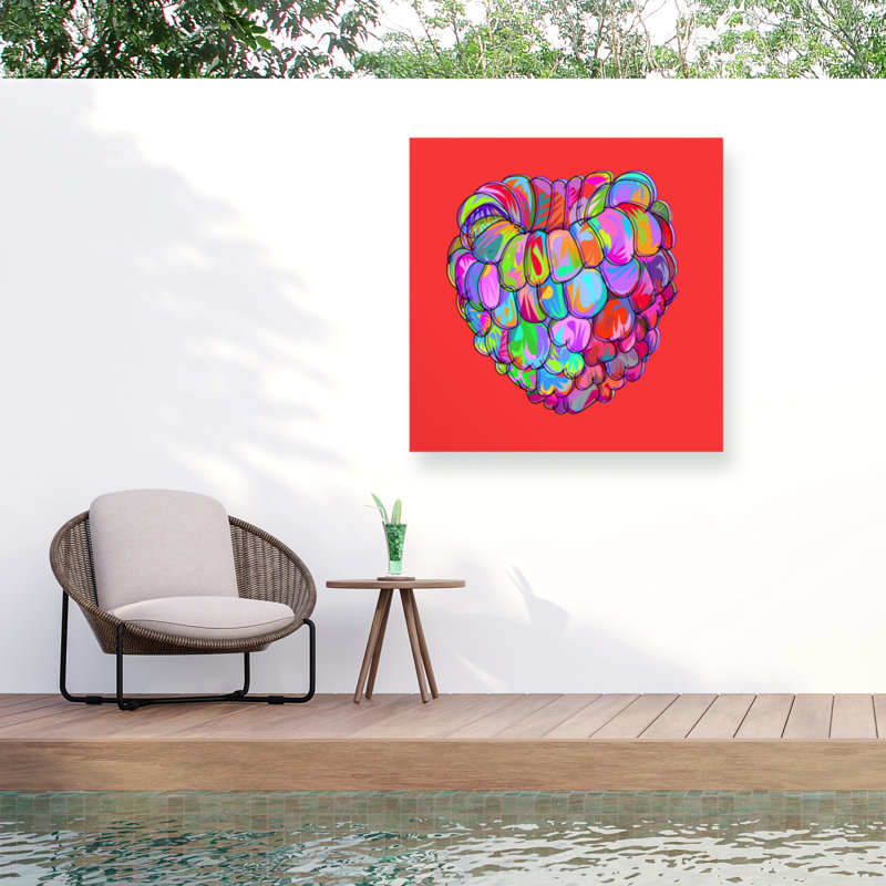 Takun Williams Raspberry Outdoor  Canvas, 14" H x 14" W
