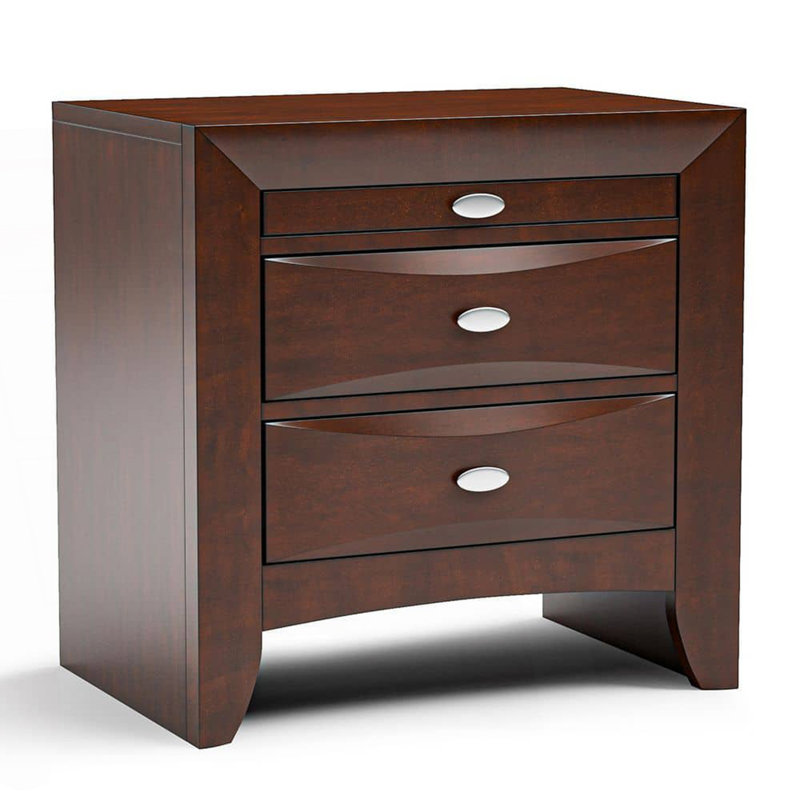 Table de chevet simple 1Pc avec 2 tiroirs et poignées, table de chevet simple, Cerisier