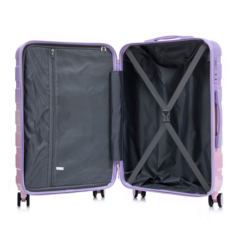 20 "/ 24" / 28 "3 pièces / ensemble de valise à roulettes pivotantes en PC, valise de transport, avec dégradé de couleurs et serrure à combinaison