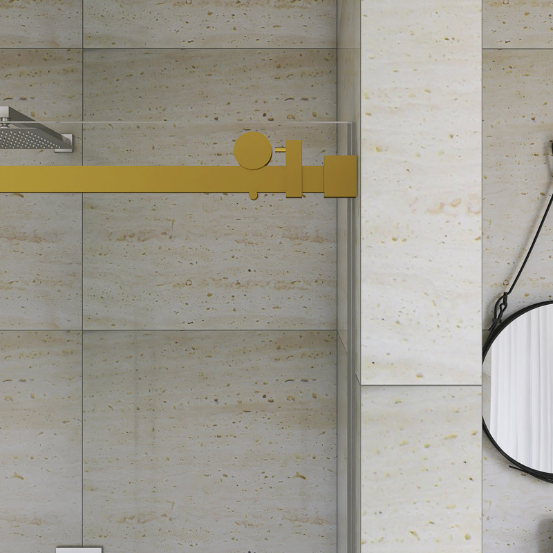 56-60 "W X 76" H Single Sliding Frameless  Shower Door, Brushed Gold